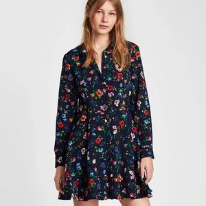 Zara Floral Mini Dress - Black and Multicolor